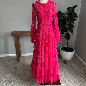 Violet shimmer ankle gown fuchsia needle and thread